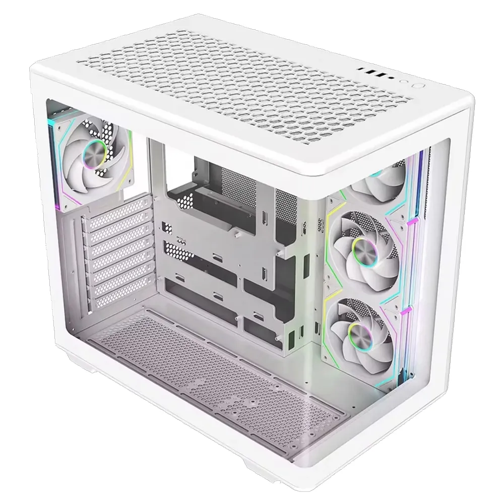 GABINETE GAMER COOLER MASTER ELITE 600 MID TOWER 4 FANS ARGB VIDRIO TEMPLADO BLANCO SIN FUENTE